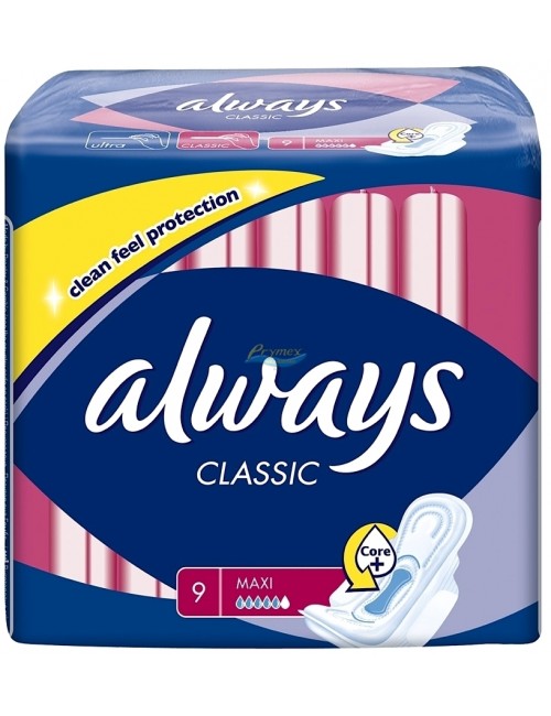 Always classic maxi 9 sztuk – podpaski higieniczne ze skrzydełkami 