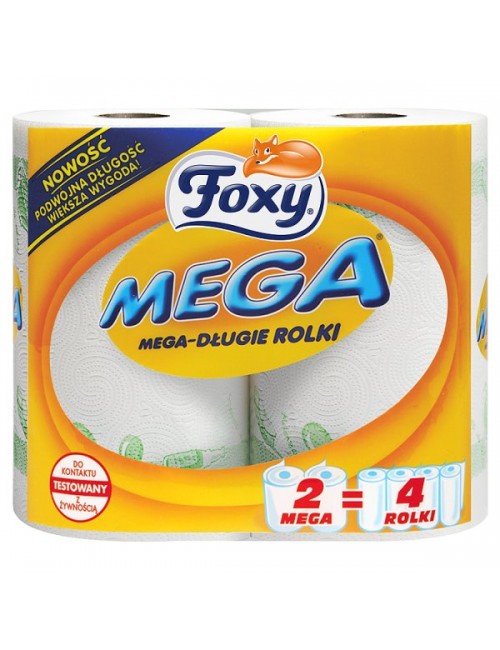 Foxy mega ręcznik papierowy – 2 mega-długie rolki, 2 warstwy, 100% celuloza