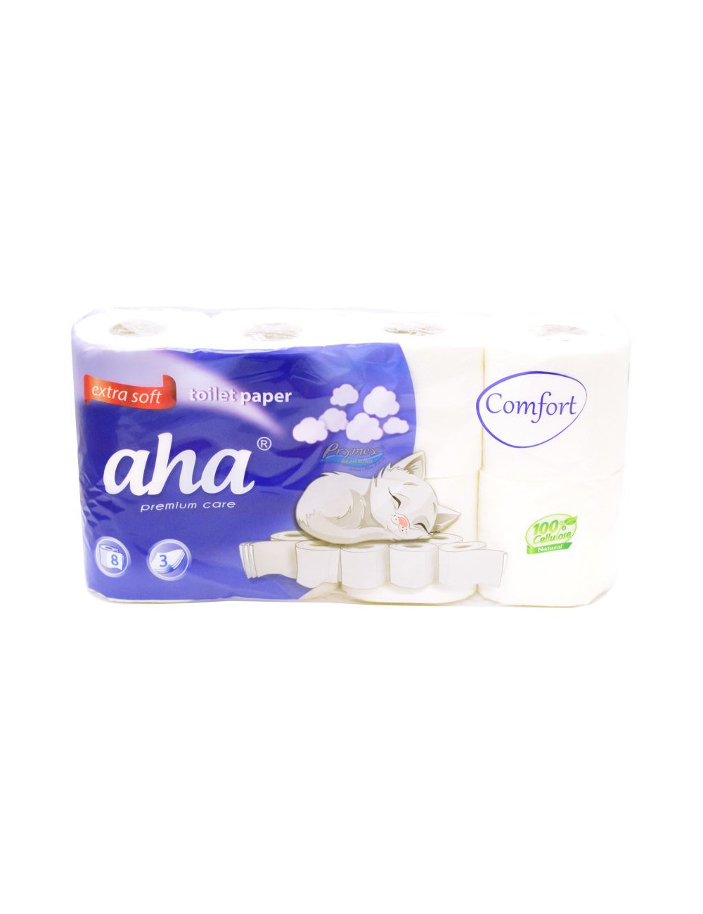 Aha Comfort Extra Soft Papier Toaletowy Biały 3-Warstwowy 8 szt