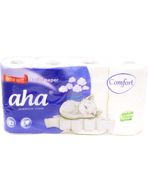 Aha Comfort Extra Soft Papier Toaletowy Biały 3-Warstwowy 8 szt