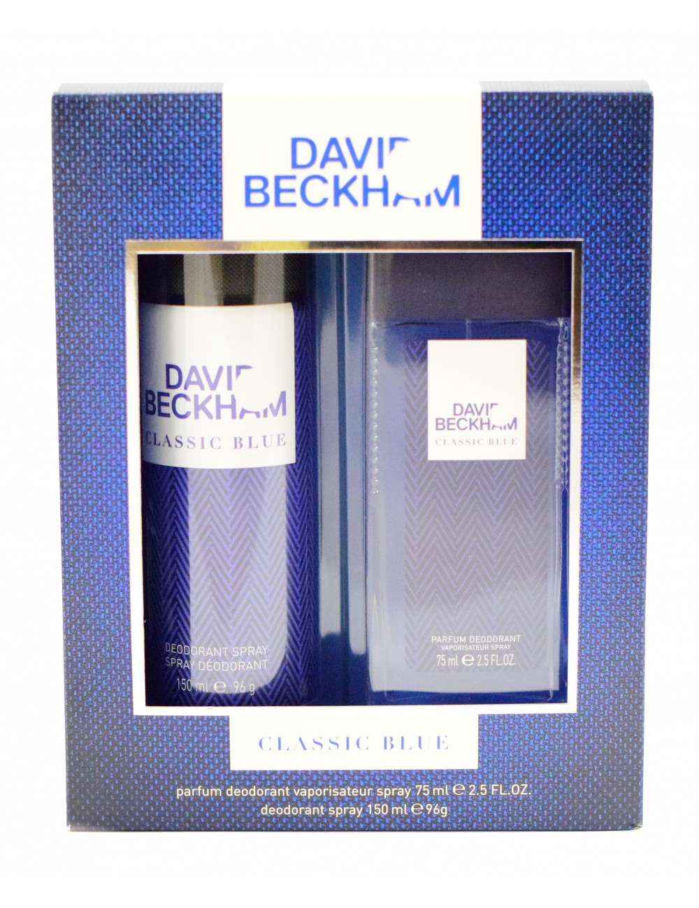 David Beckham Classic Blue Zestaw Męski – dezodorant naturalny spray 75 ml + dezodorant w spray'u 150 ml
