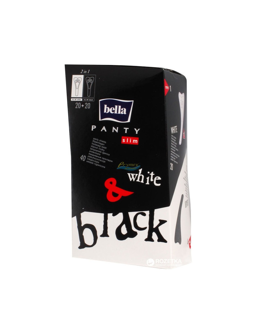 Bella Panty Slim Black and White Super Cienkie Wkładki Higieniczne dla Kobiet 40 szt 