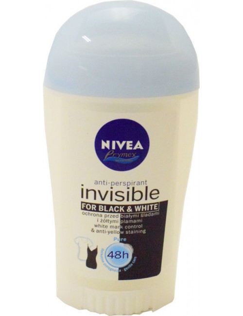 Nivea Invisible Pure 48h Antyperspirant w Sztyfcie Ochrona przed Białymi Śladami i Żółtymi Plamami 40 ml