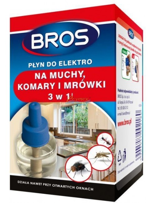 Bros Płyn do Elektrofumigatora 3-w-1 Na Muchy Komary i Mrówki 300 ml