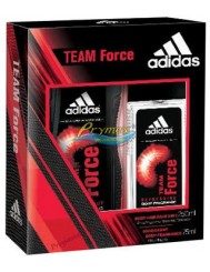 Adidas Team Force Zestaw Męski Żel pod Prysznic i Szampon do Włosów 2w1 250 ml+ Dezodorant w Naturalnym Sprayu 75 ml