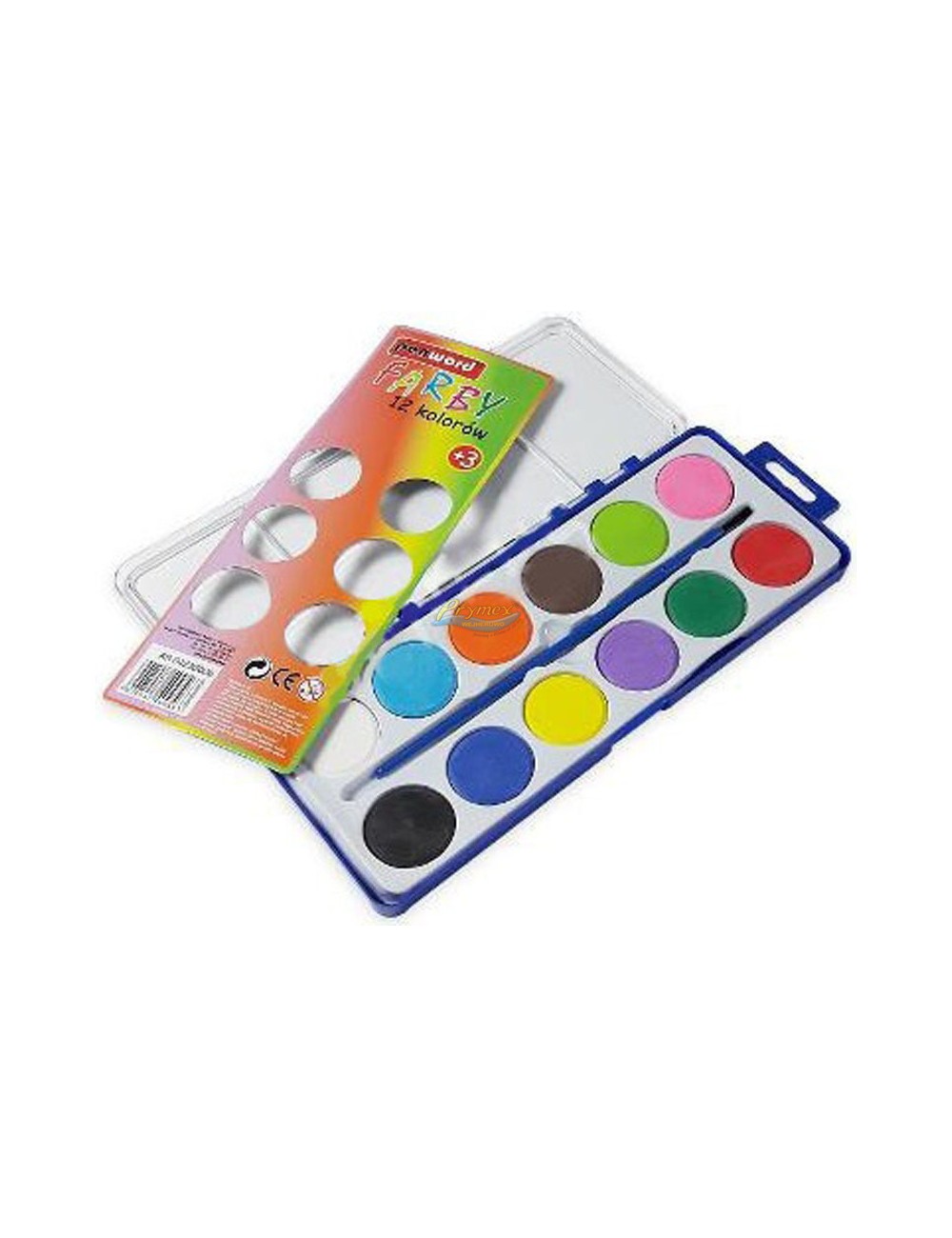Farby Wodne (12 kolorów) + Pędzelek do Malowania 1 szt