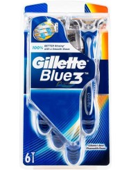 Gillette Blue-3 Jednorazowe Maszynki do Golenia z Antypoślizgową Gumową Rączką 6 szt