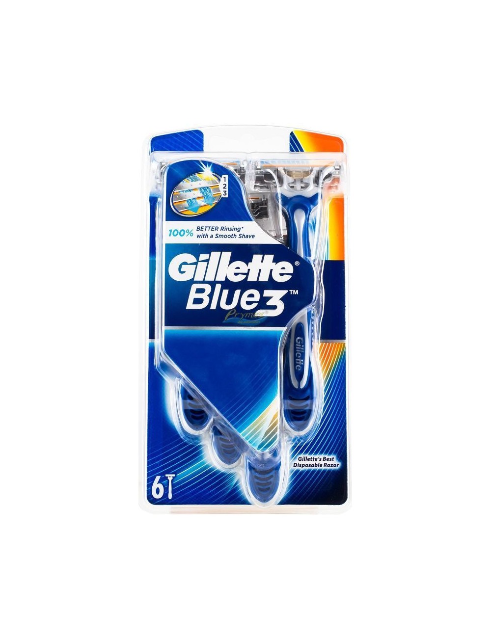 Gillette Blue-3 Jednorazowe Maszynki do Golenia z Antypoślizgową Gumową Rączką 6 szt