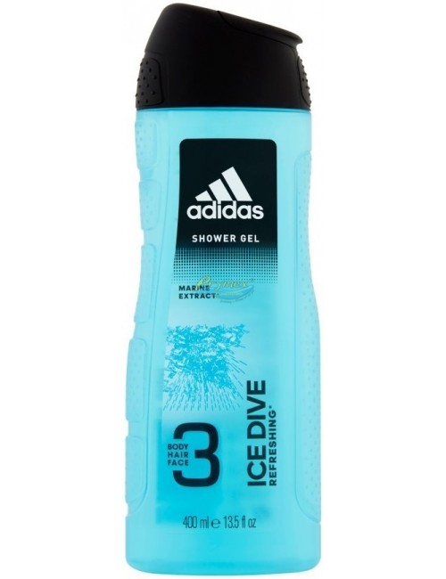 Adidas Ice Dive Refreshing Żel pod Prysznic do Ciała, Włosów i Twarzy dla Mężczyzn 400 ml
