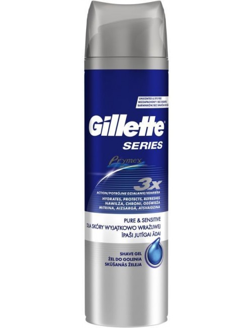 Gillette Series 3x Pure & Sensitive Żel do Golenia dla Skóry Wyjątkowo Wrażliwej 200 ml