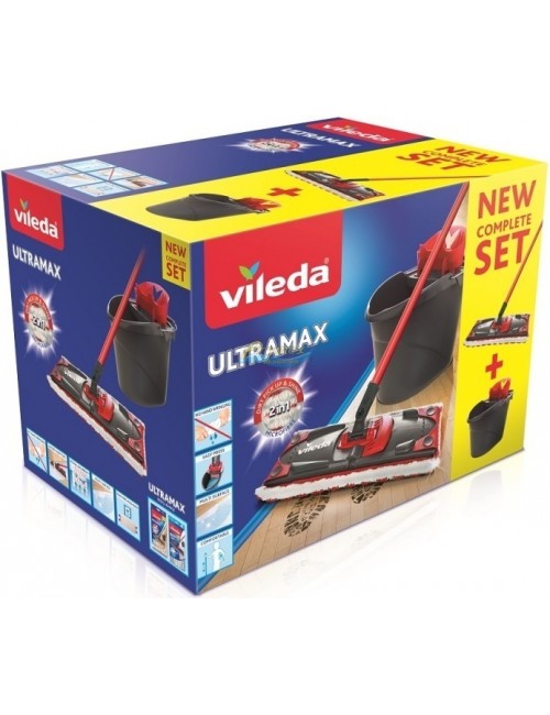 Vileda Ultramax Zestaw Mop Płaski + Wiadro + Wyciskacz