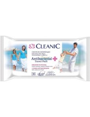 Cleanic Antibacterial Travel Pack Nawilżane Chusteczki Odświeżające z Płynem Antybakteryjnym 40 szt
