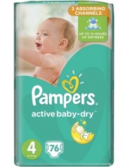 Pampers Active Baby-Dry Rozmiar 4 (8-14 kg) Pieluszki Jednorazowe 76 szt 