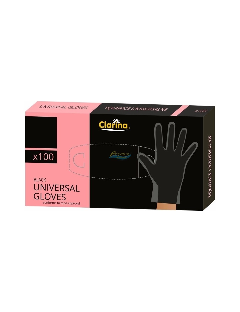 Clarina Universal Gloves Rękawice Uniwersalne Bezpudrowe Czarne (rozmiar L) 100 szt – bez lateksu i winylu