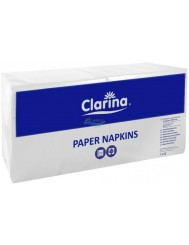 Clarina Serwetki 2-Warstowe Papierowe Białe Składane 100% Celuloza (33x33 cm) 250 szt