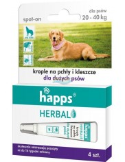 Happs Herbal Spot-On Krople na Pchły i Kleszcze dla Dużych Psów 20-40 kg (4 x 4 ml)
