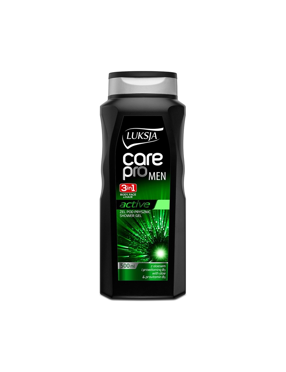Luksja Care Pro Men Sensitive Żel pod Prysznic dla Mężczyzn do Ciała i Włosów 2w1 z Aloesem i Prowitaminą B5 500 ml