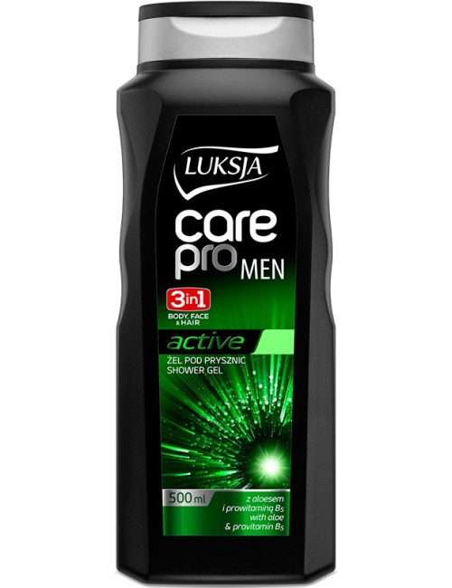 Luksja Care Pro Men Sensitive Żel pod Prysznic dla Mężczyzn do Ciała i Włosów 2w1 z Aloesem i Prowitaminą B5 500 ml