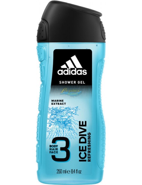Adidas Ice Dive Refreshing 3-w-1 Żel pod Prysznic do Ciała, Włosów i Twarzy dla Mężczyzn 250 ml