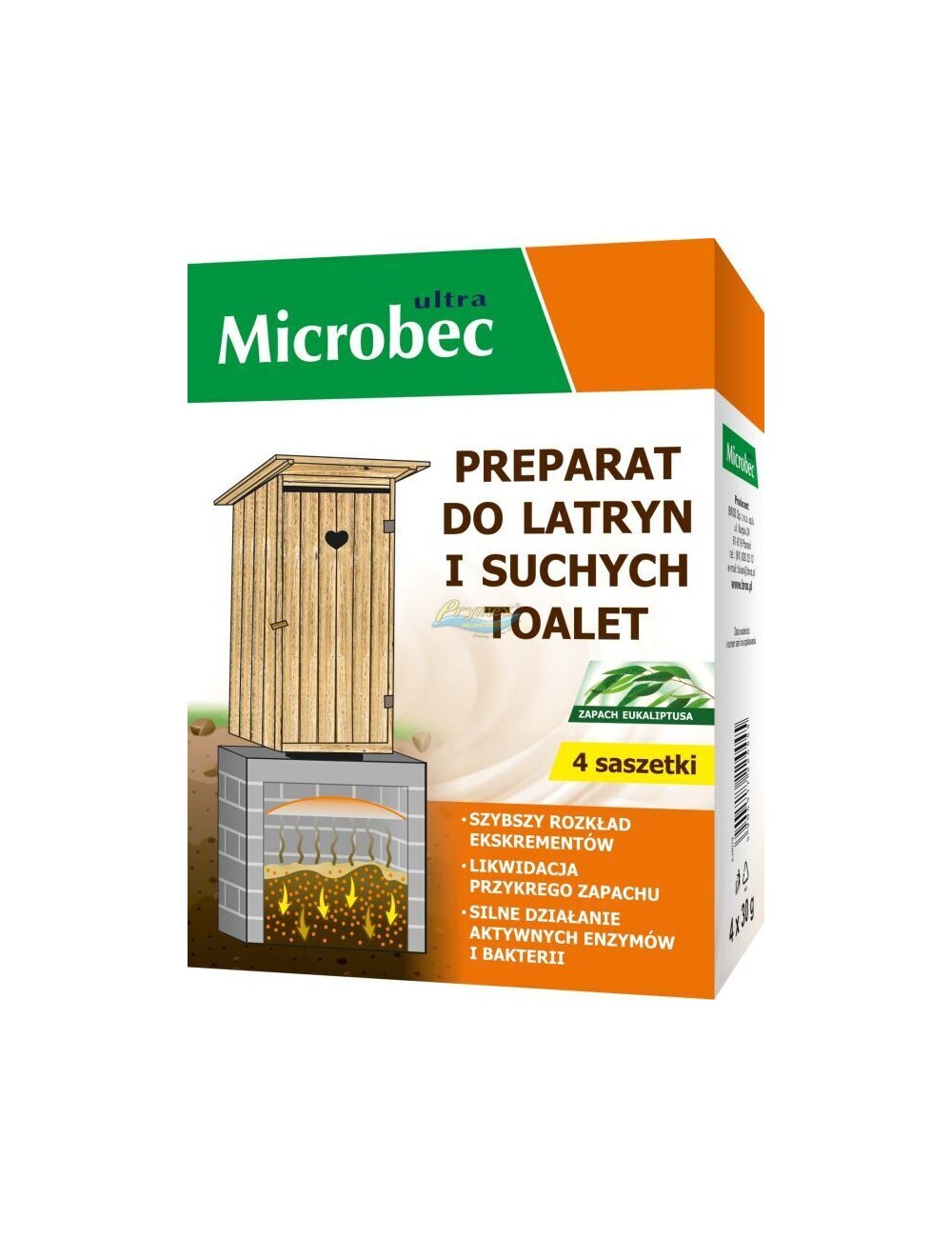 Microbec Ultra Preparat do Latryn i Suchych Toalet w Saszetkach Eukaliptus (4 x 30 g)