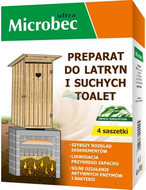 Microbec Ultra Preparat do Latryn i Suchych Toalet w Saszetkach Eukaliptus (4 x 30 g)