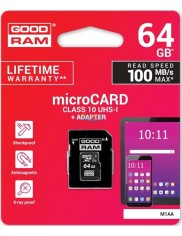 GoodRam Karta Pamięci MicroCard M1AA Class 10 UHS-I 64 GB + Adapter 1 szt