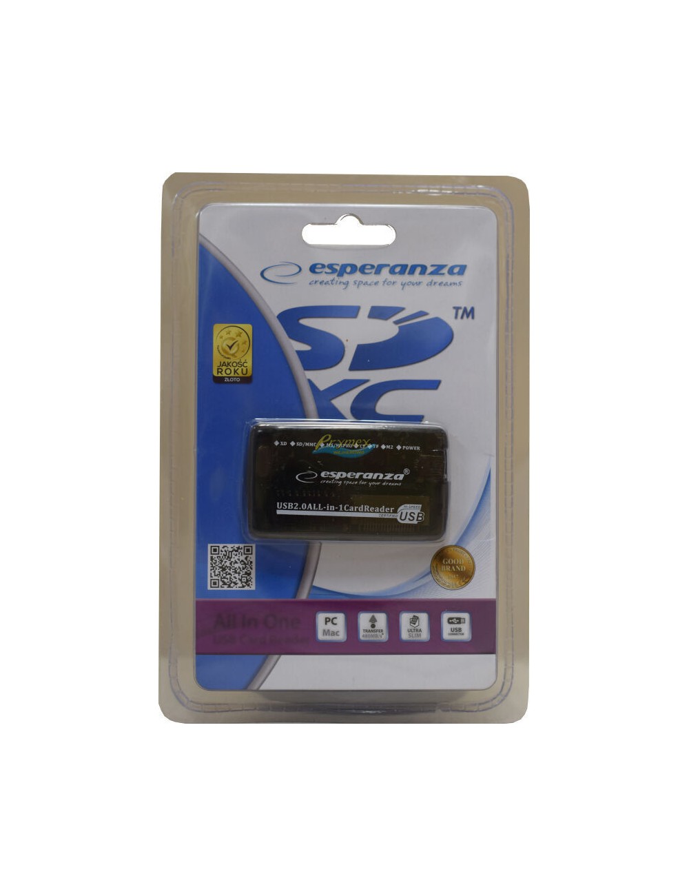 Esperanza Uniwersalny Czytnik Kart USB 2.0 (4 wejścia na karty) 1 szt