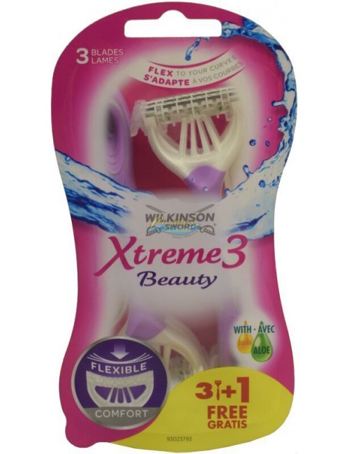 Wilkinson Xtreme3 Beauty Jednorazowe Maszynki do Golenia dla Kobiet (3 ostrza) 4 szt