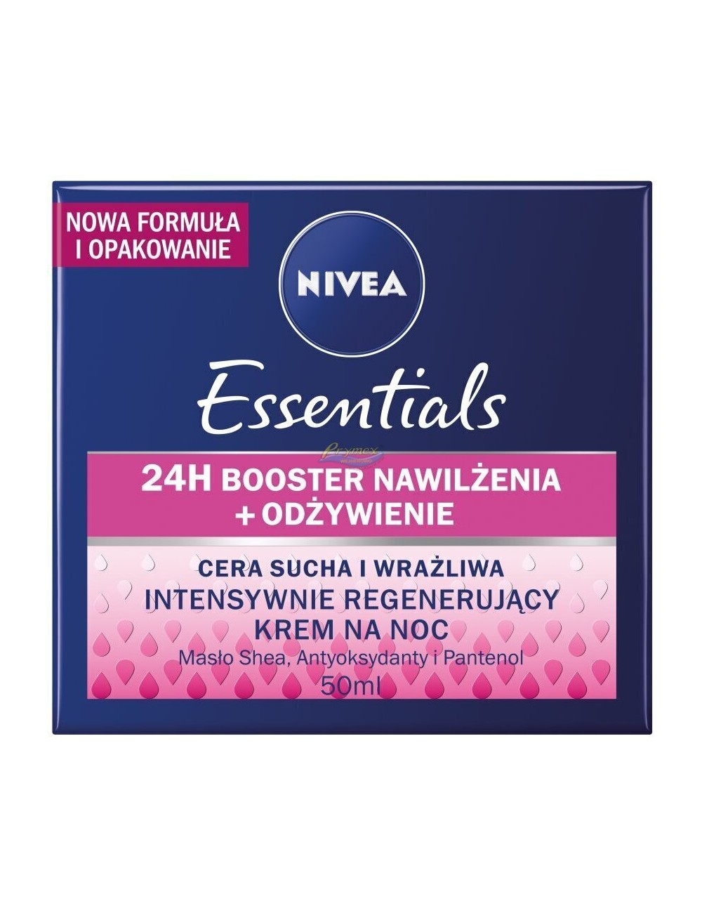 Nivea Essentials 24h Booster Nawilżenia Odżywienie Krem na Noc z Masłem Shea, Antyoksydantami i Pantenolem 50 ml 