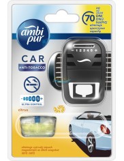 Ambi Pur Car Anti-Tobacco Citrus Samochodowy Odświeżacz Powietrza (urządzenie + wkład 7 ml) 1 szt 