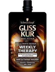 Gliss Kur Weekly Therapy Ultimate Repair Intensywna Odżywka do Bardzo Zniszczonych, Suchych Włosów 50 ml