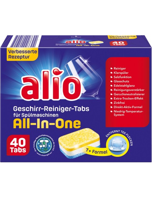 Alio Geschirr-Reiniger-Tabs All-in-One Niemieckie Tabletki do Zmywarki 40 szt