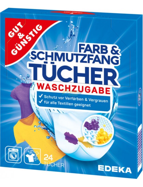 Gut & Günstig Chusteczki Wyłapujące Kolor Farb & Schmutzfang Tücher 24 szt (DE)