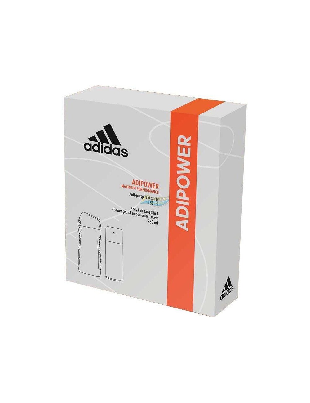 Adidas Zestaw Męski Adipower – antyperspirant spray 150 ml + żel pod prysznic 3w1 250 ml