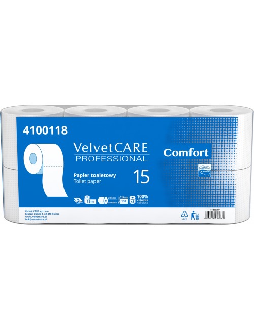 Velvet Care Papier Toaletowy Biały 100% Celulozy (2 warstwy, 138 listków) 8 rolek