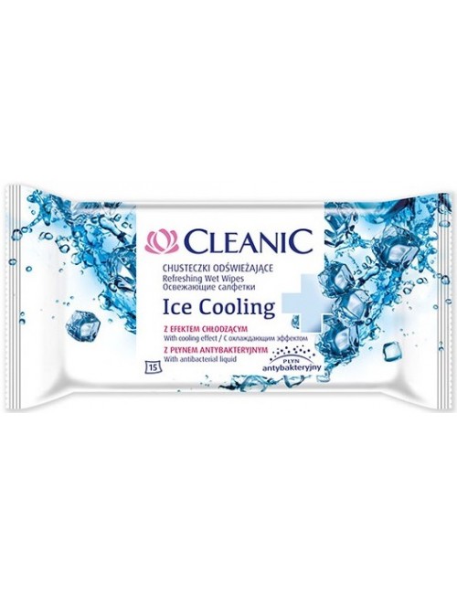 Cleanic Chusteczki Odświeżające z Płynem Antybakteryjnym Ice Cooling 15 szt - z efektem chłodzącym