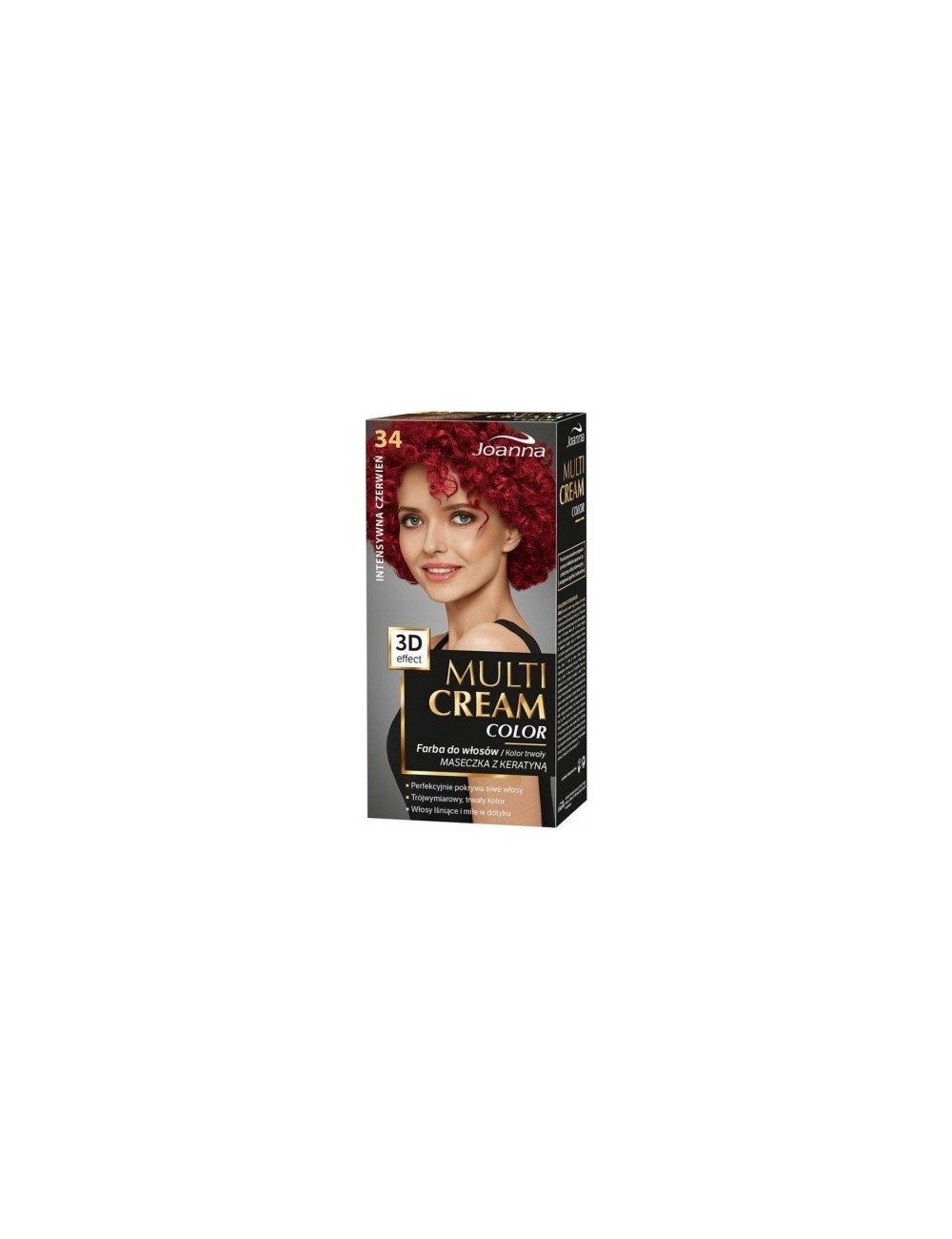 Joanna Multi Cream Efekt 3D Intensywna Czerwień 34 – farba do włosów