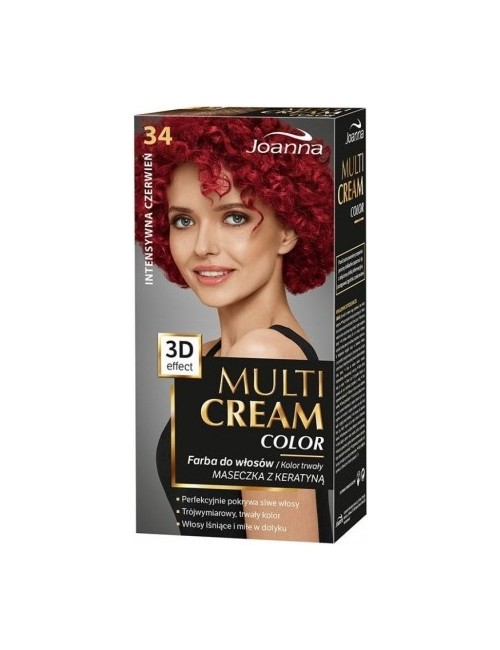Joanna Multi Cream Efekt 3D Intensywna Czerwień 34 – farba do włosów