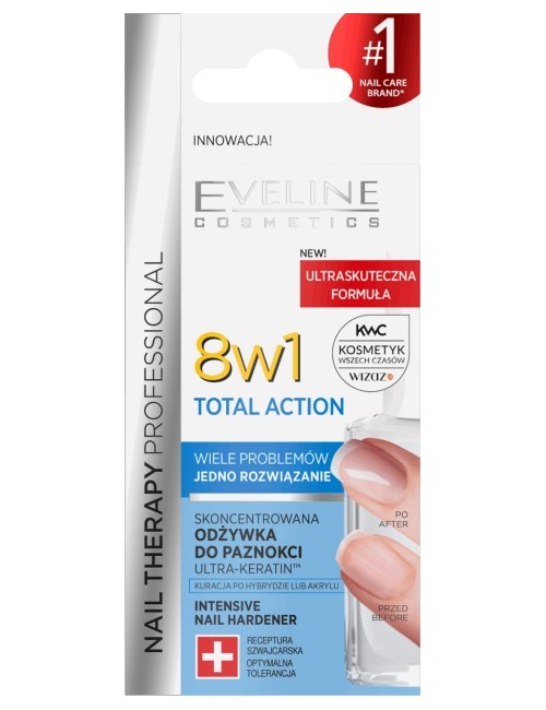 Eveline Nail Therapy 8w1 Total Action Skoncentrowana Odżywka do Paznokci 12 ml