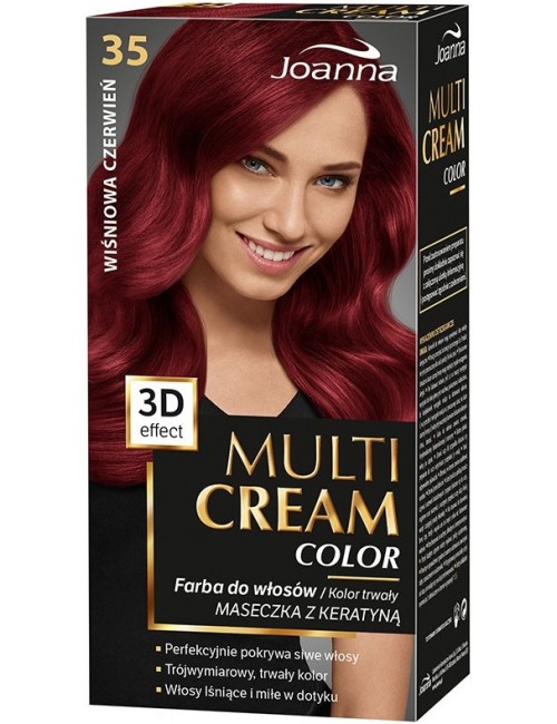 Joanna Farba do Włosów 35 Wiśniowa Czerwień Multi Cream Color 3D Efekt 1 szt