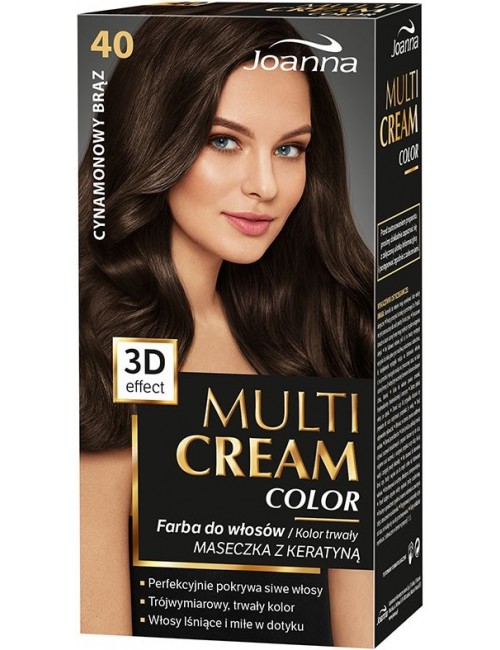 Joanna Farba do Włosów 40 Cynamonowy Brąz Multi Cream Color 3D Efekt 1 szt