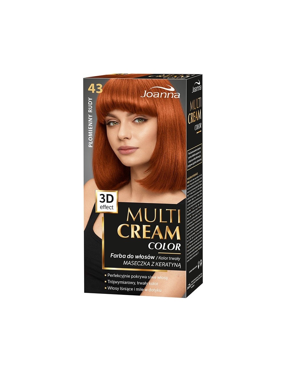 Joanna Farba do Włosów 43 Płomienny Rudy Multi Cream Color 3D Efekt 1 szt