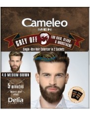 Cameleo Men Farba do Włosów i Brody dla Mężczyzn 4.0 Średni Brąz Saszetka Grey Off 1 szt