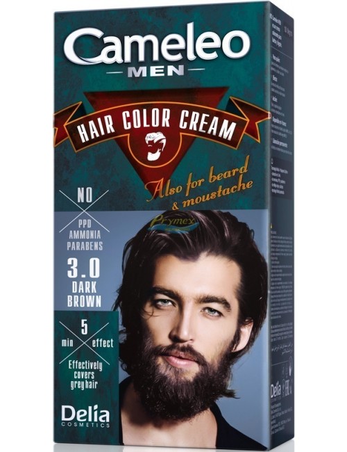 Cameleo Men Farba do Włosów i Brody dla Mężczyzn 3.0 Ciemny Brąz Hair Color Cream 1 szt