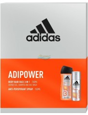 Adidas Zestaw Męski Adipower – żel pod prysznic 3-w-1 250 ml + antyperspirant 150 ml