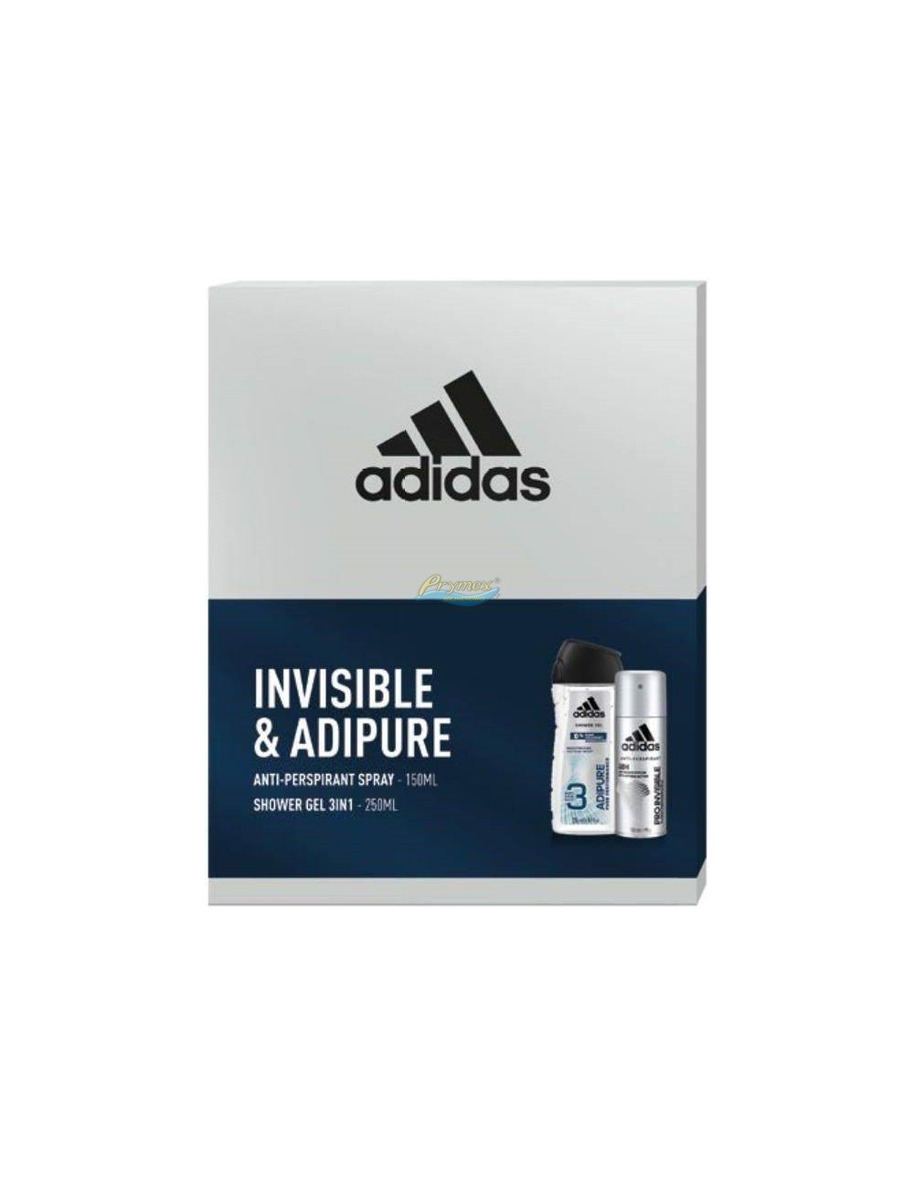 Adidas Invisible & Adipure Zestaw Męski - żel pod prysznic 250 ml + antyperspirant 150 ml