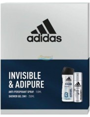 Adidas Invisible & Adipure Zestaw Męski - żel pod prysznic 250 ml + antyperspirant 150 ml