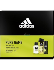 Adidas Pure Game Zestaw dla Mężczyzn – woda po goleniu 50 ml + żel pod prysznic 3-w-1 250 ml + dezodorant spray 150 ml