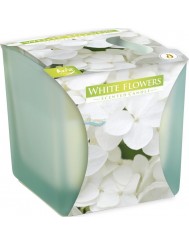 Świeca Zapachowa w Kwadratowym Satynowym Szkle Białe Kwiaty (~32 h) 1 szt