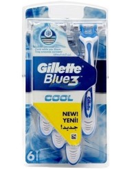 Gillette Maszynki do Golenia dla Mężczyzn Jednorazowe z 3 Chromowanymi Ostrzami Blue 3 Cool 6 szt